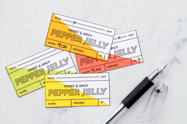 Free printable pepper jelly labels in 4 colors