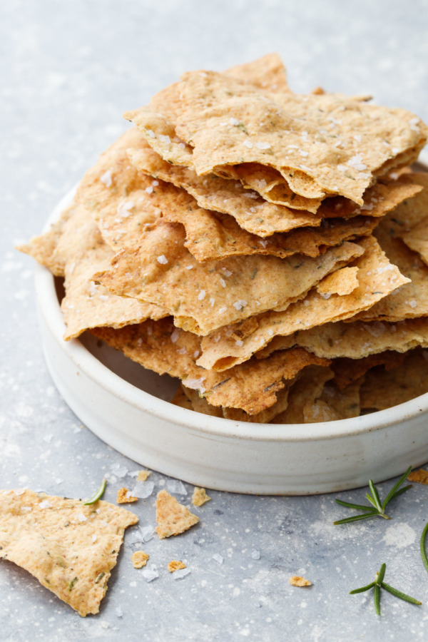 Super thin olive oil crackers made with discarded sourdough starter